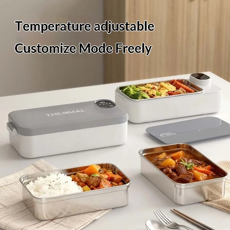 New Portable USB Rechargeable Heating Lunch Box Fast Heating Intelligent Digital Display Electric Lunch Box Warm Meals Office - Lucksdeal