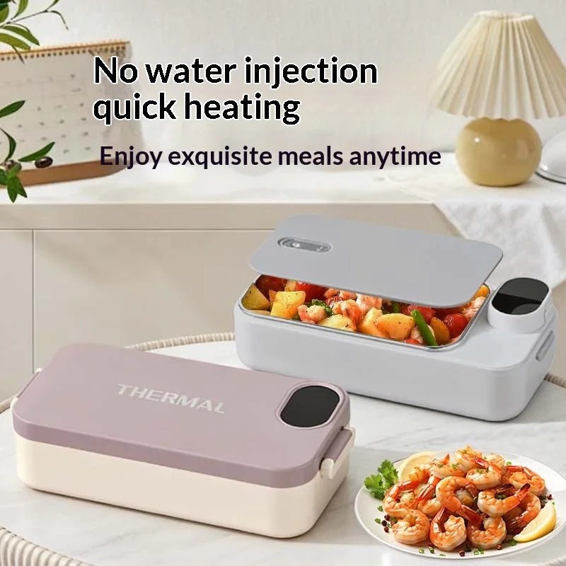 New Portable USB Rechargeable Heating Lunch Box Fast Heating Intelligent Digital Display Electric Lunch Box Warm Meals Office - Lucksdeal