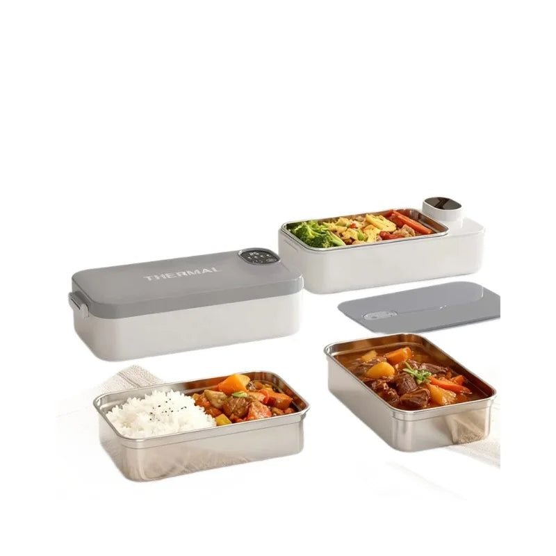 New Portable USB Rechargeable Heating Lunch Box Fast Heating Intelligent Digital Display Electric Lunch Box Warm Meals Office - Lucksdeal