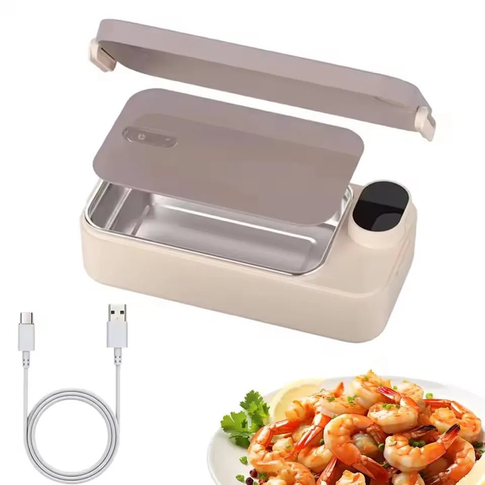 New Portable USB Rechargeable Heating Lunch Box Fast Heating Intelligent Digital Display Electric Lunch Box Warm Meals Office - Lucksdeal