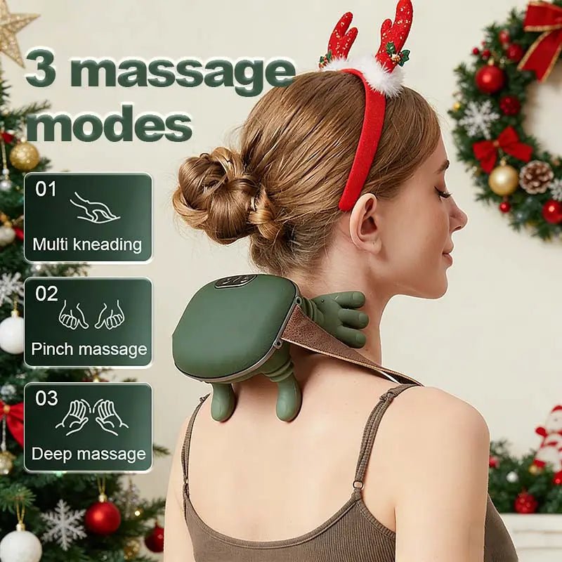Upgraded Brushless Motor Neck Massager Electric Cervical Massager Bionic Handheating Wireless Portable 3D Kneading Massage for Pain Relief Deep Tissue，Leg Neck & Back Massager & Lightweight Gift - Lucksdeal
