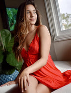 Women Nightgown Sexy Sleepwear Lace Chemise V-Neck Modal Babydoll - Lucksdeal